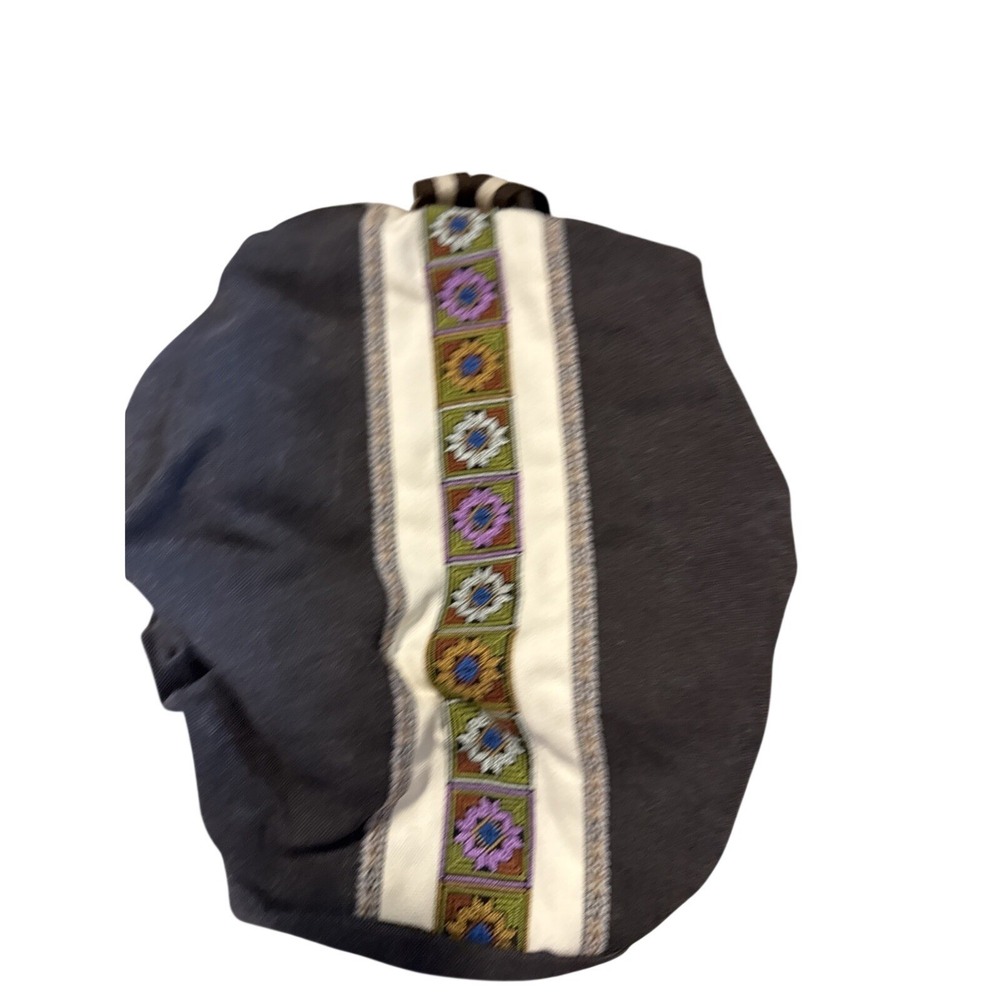 Women Canvas Backpack‎ Daypack Casual Shoulder Bag Embroidered Floral Gray New
